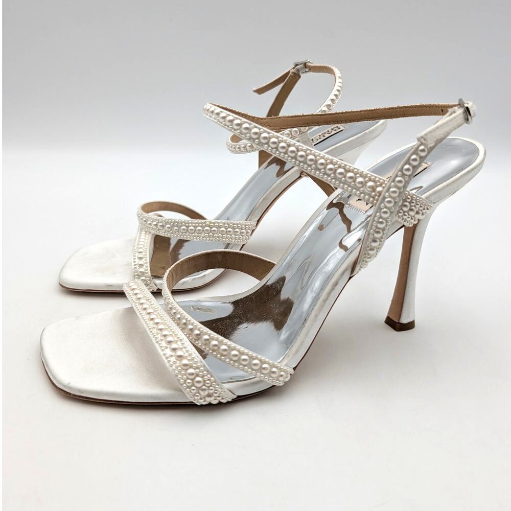 Badgley Mischka Brynlee Bejeweled Strappy Sandals Women's White Size US10 EU40.5